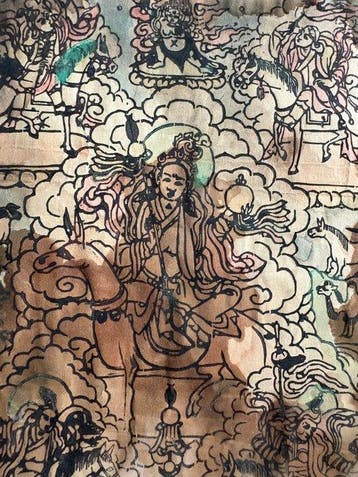 Mongools–Tibetaanse Boeddhistische Amulet Houtsnede –, Antiek en Kunst