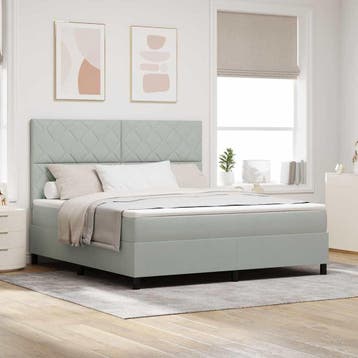 vidaXL LED Box Spring Bed Lichtgrijs 180 x 200 cm Fluweel, Verzenden