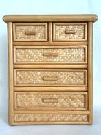 Prachtig klein kastjes met 5 lades - Sieradendoos - hout en, Antiek en Kunst