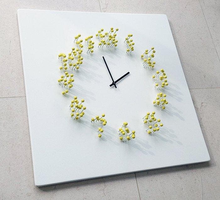 horloge murale / sculpture murale - JAN PAUL - Moderne Bois,, Antiek en Kunst, Kunst | Designobjecten