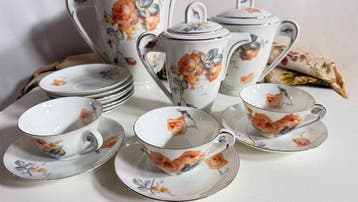 Eschenbach - Koffieservies (16) - Porselein, Verzilverd -