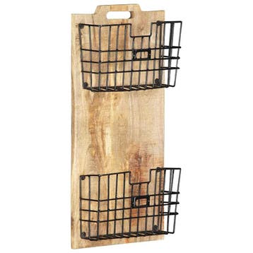 vidaXL Tijdschriftenwandrek 33x10x67 cm massief ruw, Huis en Inrichting, Woonaccessoires | Krantenbakken en Lectuurbakken, Verzenden