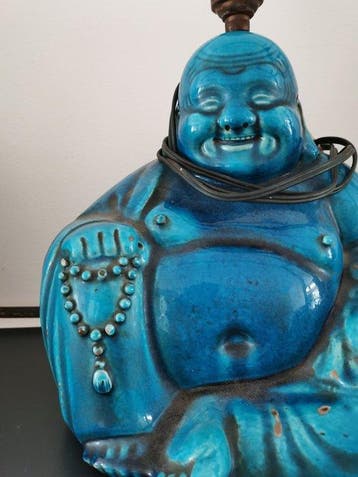 turquoise buddha lamp - Aardewerk - China (Zonder