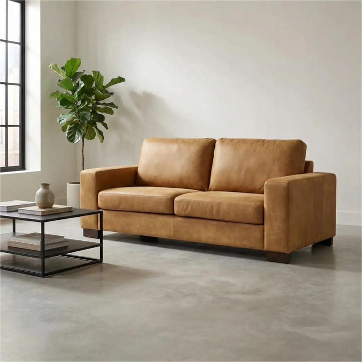Leren bank Enjoy - 2,5 zits - Kenia Walnut (cognac) - Poten, Huis en Inrichting, Zetels | Zetels, 200 tot 250 cm, 75 tot 100 cm