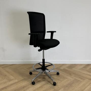 Interstuhl balie / werkstoel + gaasrug, zwart, Ergonomisch, Gebruikt, Zwart, Bureaustoel