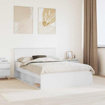 vidaXL Bedframe met hoofdeinde Wit 140 x 200 cm Bewerkt hout, Verzenden, Nieuw