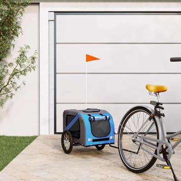 vidaXL Hondenfietstrailer oxford stof en ijzer blauw en, Verzenden