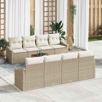 vidaXL Tuinbank Set 9 st Beige poly rattan, Verzenden, Nieuw