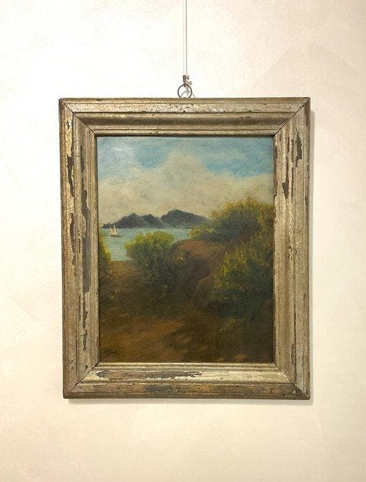 Scuola Italiana (XX) a firma M. Brandi - Paesaggio Costiero, Antiquités & Art, Art | Peinture | Classique