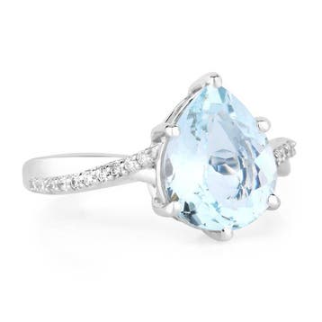 Bague - 14 carats Or blanc - 2.43ct. tw. Aigue-marine -, Nieuw