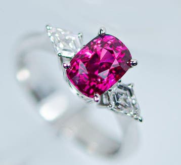 Bague - 18 carats Or blanc Rubis - Diamant, Nieuw