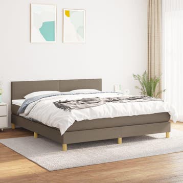 vidaXL Boxspring met matras stof taupe 160x200 cm, Verzenden, Nieuw