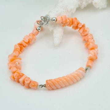 Corail - Argent - Bracelet - CORALLO ROSA, Antiquités & Art