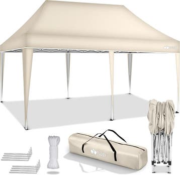 Partytent - Opvouwbaar - 3x6m - Paviljoen - Easy up - Beige, Verzenden, Nieuw