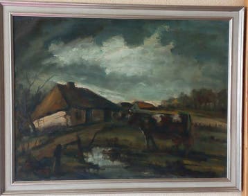 Martinus Bies (1894-1975) - Landschap met Boerderijen en
