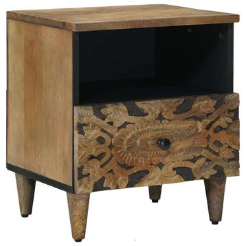 vidaXL Bedkast met lade Bruin 40 x 33 x 46 cm Massief Mango, Verzenden