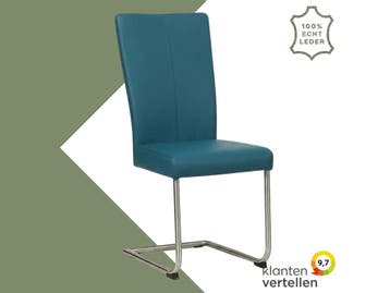 Leren eetkamerstoel Dry - Toledo Turquoise (blauw) -, Huis en Inrichting, Stoelen, Blauw, Nieuw, Leer, Ophalen of Verzenden