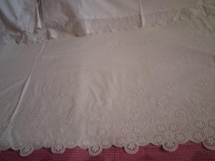 Laken (4) - 200 cm - 220 cm, Antiek en Kunst, Antiek | Tapijten, Tafelkleden en Textiel