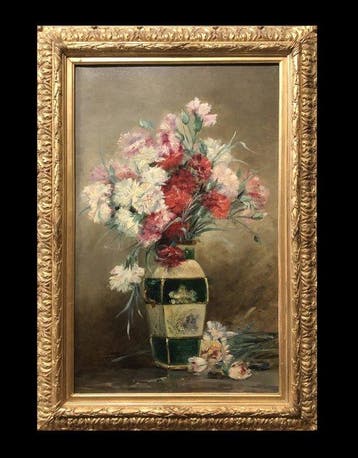 École Espagnole (c. 1950) - Vase à Oeillets Chinois
