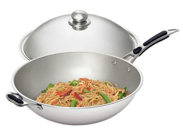 Wokpan | RVS | Div. Warmtebronnen | Ronde Bodem | Incl., Verzenden