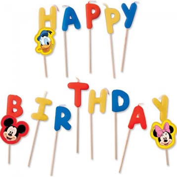Mickey Mouse Taart Kaarsjes Happy Birthday 13st, Verzenden