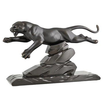 H. Gual - Sculpture, Art Deco panter L. 46 cm. x H. - 27.5, Antiek en Kunst