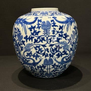 Vaas - Porselein - China - Qing Dynastie (1644-1911) - Blauw, Antiek en Kunst
