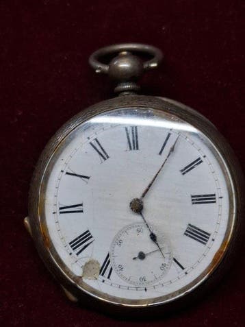 Zakhorloge zilver - 1900-1949, Handtassen en Accessoires, Horloges | Heren, Nieuw