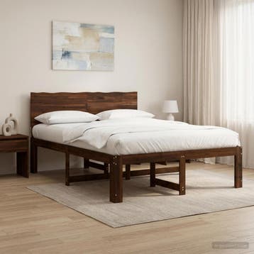 vidaXL Tweepersoonsbed met hoofdbord ROSTOCK Donkerbruin 120, Huis en Inrichting, Verzenden, Nieuw