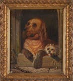 Johan Gustaf Von Holst (1841-1917) - Two dogs in their house