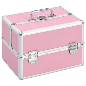 vidaXL Make-up koffer 22x30x21 cm aluminium roze, Handtassen en Accessoires, Verzenden, Nieuw