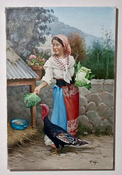 Francesco Alfano (1959) - La raccolta del mattino, Antiquités & Art, Art | Peinture | Classique