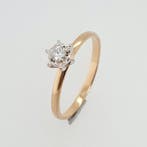 Bague - 14 carats Or jaune, Or blanc - 0.10ct. tw. Diamant