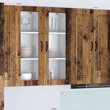 vidaXL Wandglas Kasten PORTO Oudhout 40 x 31 x 100 cm, Verzenden