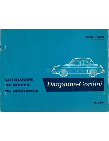 1960 RENAULT DAUPHINE-GORDINI ONDERDELENHANDBOEK FRANS