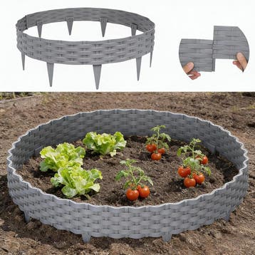 Verdego Gazonrand, kunststof, 10 m, rotan-look, bloembedomra, Verzenden