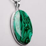 Pendentif en malachite en argent 925 – Congo - Hauteur : 63, Verzamelen