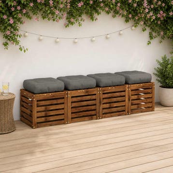 vidaXL 4-Piece Zitkussens VIANEN 4 st 100% Polyester Grijs, Verzenden, Nieuw
