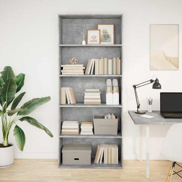 vidaXL Boekenkast 80x30x189 cm bewerkt hout betongrijs, Verzenden