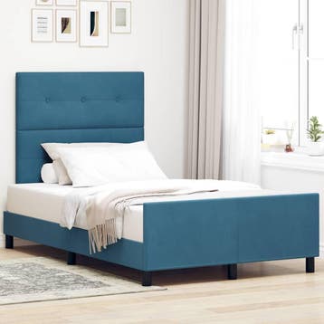 vidaXL Boxspring bed met hoofdeinde Donkerblauw 120 x 190 cm, Verzenden, Nieuw