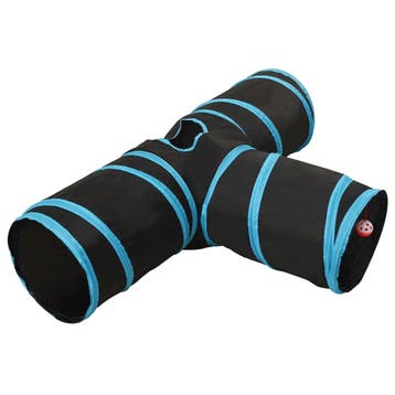 vidaXL Kattentunnel 3-voudig 90 cm polyester zwart en blauw, Caravanes & Camping, Verzenden