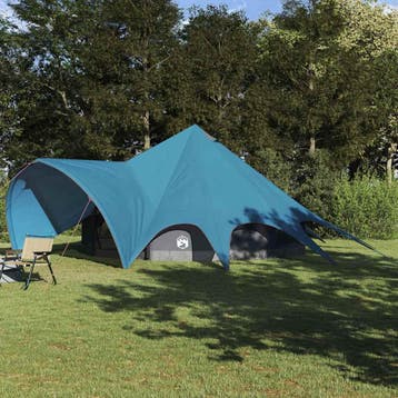 vidaXL Teepee Tent voor 9 Personen 9-persoons Blauw en Grijs, Verzenden, Nieuw