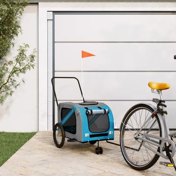 vidaXL Hondenfietstrailer oxford stof en ijzer blauw en, Verzenden