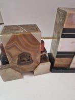 Klok en garnituur set - Antiek Marmer, Brons, Legering -
