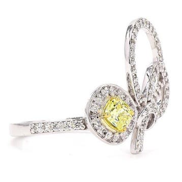 Statement ring - 14 karaat Witgoud - 0.74ct. tw. Geel