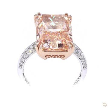Ring - 14 karaat Roségoud, Witgoud - 10.28ct. tw. Roze