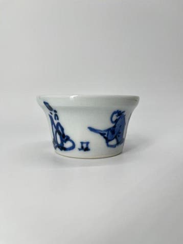 Kyo-yaki Poetry Blue and white-Visiting friends and