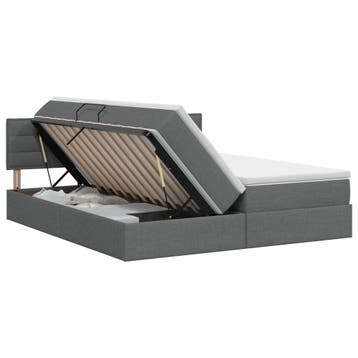 vidaXL Opbergbed met matras Donkergrijs 140 x 200 cm Bewerkt, Verzenden, Nieuw