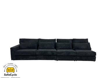 4-zit zwart in ribstof, modulair – overstock, Verzenden, Nieuw