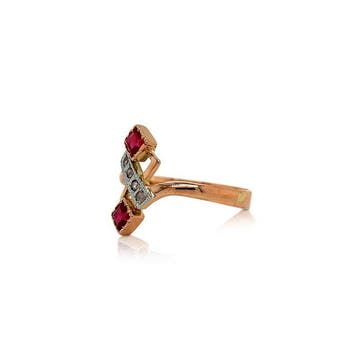 Bague - 18 carats Or rose - Diamant - vintage, Handtassen en Accessoires, Nieuw